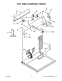 TOP AND CONSOLE PARTS Diagram and Parts List for CED137SXQ0  Whirlpool Dryer