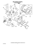 BULKHEAD PARTS Diagram and Parts List for WED4890XQ0  Whirlpool Dryer
