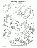 DRYER BULKHEAD PARTS Diagram and Parts List for LTE5243DQA  Whirlpool Washer Dryer Combo