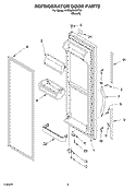 REFRIGERATOR DOOR Diagram and Parts List for 4YED2FHQKT01  Whirlpool Refrigerator