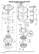 MOTOR, BASKET AND TUB PARTS Diagram and Parts List for MTW6400TQ0  Whirlpool Washer