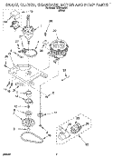 BRAKE, CLUTCH, GEARCASE, MOTOR & PUMP Diagram and Parts List for CCW5243W1  Whirlpool Washer