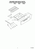 DRAWER AND RACK PARTS Diagram and Parts List for YKERS205TW0  KitchenAid Range