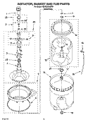 AGITATOR, BASKET AND TUB PARTS Diagram and Parts List for 7MLSC9000PW1  Whirlpool Washer