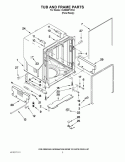 TUB AND FRAME PARTS Diagram and Parts List for KUDE60FXBL1  KitchenAid Dishwasher