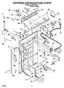 CONTROLS AND REAR PANEL PARTS Diagram and Parts List for LSR7010PQ1  Whirlpool Washer