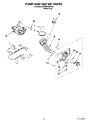 PUMP AND MOTOR PARTS Diagram and Parts List for WFW8300SW03  Whirlpool Washer