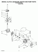 BRAKE, CLUTCH, GEARCASE, MOTOR AND PUMP PARTS Diagram and Parts List for WET3300SQ2  Whirlpool Washer Dryer Combo