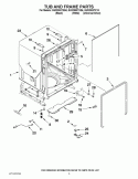 TUB AND FRAME PARTS Diagram and Parts List for GU3200XTXQ4  Whirlpool Dishwasher