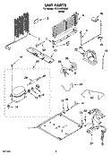 UNIT PARTS, OPTIONAL PARTS Diagram and Parts List for RT21AKXKQ08  Roper Refrigerator