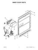 INNER DOOR PARTS Diagram and Parts List for KUDE20IXWH9  KitchenAid Dishwasher