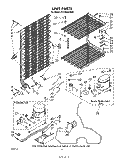 UNIT Diagram and Parts List for EV130EXSW00  Whirlpool Freezer