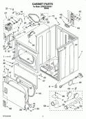 CABINET PARTS Diagram and Parts List for 3XWED5705SW1  Whirlpool Dryer