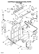 CONTROLS AND REAR PANEL PARTS Diagram and Parts List for IM46000  Inglis Washer