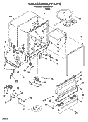 TUB ASSEMBLY PARTS Diagram and Parts List for DU850SWPU3  Whirlpool Dishwasher
