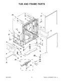 TUB AND FRAME PARTS Diagram and Parts List for KUDS30FBSS1  KitchenAid Dishwasher