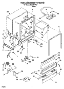 TUB ASSEMBLY PARTS Diagram and Parts List for DU850SWPU1  Whirlpool Dishwasher