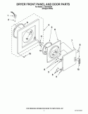 DRYER FRONT PANEL AND DOOR PARTS Diagram and Parts List for LTG5243DQA  Whirlpool Washer Dryer Combo