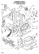 CABINET PARTS Diagram and Parts List for GGX9868JQ4  Whirlpool Dryer