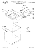 TOP AND CABINET, LITERATURE Diagram and Parts List for LSN1000JT0  Whirlpool Washer