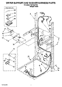 DRYER SUPPORT AND WASHER HARNESS PARTS Diagram and Parts List for YMET3800TW0  Whirlpool Washer Dryer Combo