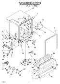 TUB ASSEMBLY Diagram and Parts List for DU941PWKB0  Whirlpool Dishwasher