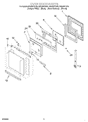 OVEN DOOR Diagram and Parts List for GBD307PDB5  Whirlpool Wall Oven