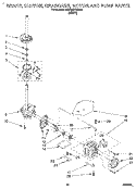 BRAKE, CLUTCH, GEARCASE, MOTOR AND PUMP Diagram and Parts List for KAWE877BWH1  KitchenAid Washer