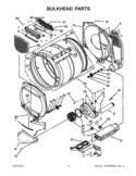 BULKHEAD PARTS Diagram and Parts List for YCEM2763BQ0  Whirlpool Dryer