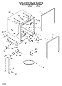TUB AND FRAME PARTS Diagram and Parts List for KUDC01TMBL1  KitchenAid Dishwasher