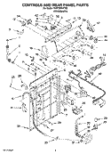 CONTROLS AND REAR PANEL PARTS Diagram and Parts List for 7MWT98910TM0  Whirlpool Washer