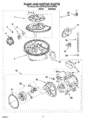 PUMP AND MOTOR PARTS Diagram and Parts List for DU1048XTPS0  Whirlpool Dishwasher