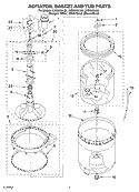 AGITATOR, BASKET AND TUB Diagram and Parts List for LSQ9549LW0  Whirlpool Washer