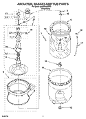 AGITATOR, BASKET AND TUB PARTS Diagram and Parts List for 6ALBR6245MW3  Whirlpool Washer