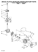 BRAKE, CLUTCH, GEARCASE, MOTOR AND PUMP PARTS Diagram and Parts List for 1CWTW5590SQ0  Whirlpool Washer