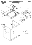 TOP AND CABINET PARTS Diagram and Parts List for 7MGST9679PW1  Whirlpool Washer