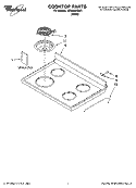 COOKTOP PARTS Diagram and Parts List for RF260BXSW1  Whirlpool Range