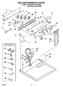 TOP AND CONSOLE PARTS Diagram and Parts List for LEQ9508PW0  Whirlpool Dryer