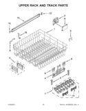 UPPER RACK AND TRACK PARTS Diagram and Parts List for KUDE20FBBL0  KitchenAid Dishwasher