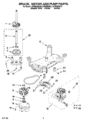 BRAKE, MOTOR AND PUMP PARTS Diagram and Parts List for GVW9959KL3  Whirlpool Washer