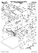 TOP AND CONSOLE PARTS Diagram and Parts List for YCEM2760KQ0  Whirlpool Dryer