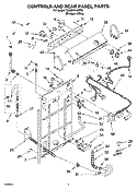 CONTROLS AND REAR PANEL PARTS Diagram and Parts List for 7MLSR7103PQ0  Whirlpool Washer