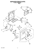 DISPENSER FRONT PARTS Diagram and Parts List for RS25CFXTQ01  Roper Refrigerator