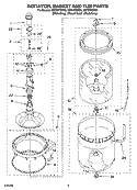 AGITATOR, BASKET AND TUB PARTS Diagram and Parts List for GST9679PW0  Whirlpool Washer