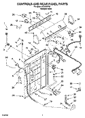 CONTROLS AND REAR PANEL PARTS Diagram and Parts List for LSC5000PQ2  Whirlpool Washer