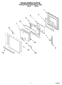 OVEN DOOR PARTS Diagram and Parts List for KEBC247KWH02  KitchenAid Wall Oven