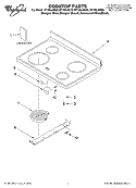 COOKTOP, LITERATURE Diagram and Parts List for RF196LXKT0  Whirlpool Range