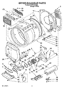 DRYER BULKHEAD PARTS Diagram and Parts List for WET3300SQ0  Whirlpool Washer Dryer Combo