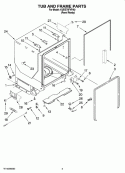 TUB AND FRAME PARTS Diagram and Parts List for KUDE70FVPA0  KitchenAid Dishwasher