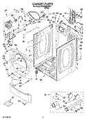 CABINET PARTS Diagram and Parts List for YWED8500SR1  Whirlpool Dryer